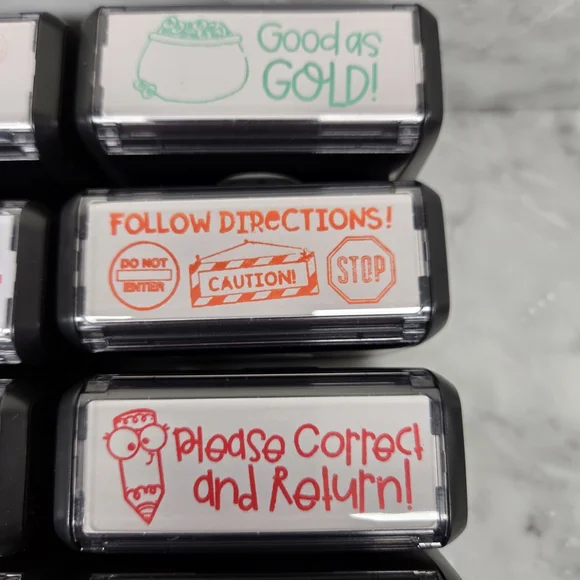 Set of 15 Teacher Rubber Message Homework Stamps Self-Inking School Education - Picture 5 of 16